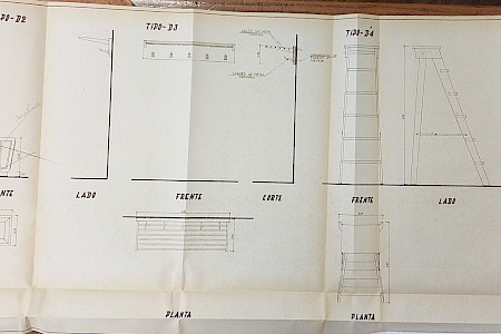 Desenhos da CAPOCUC (Comissão Administrativa do Plano de Obras da Cidade Universitária de Coimbra)
Projeto de Mobiliário, Arq. Licínio Cruz, 1954
Arquivo UC, Pasta CAPOCUC - 332